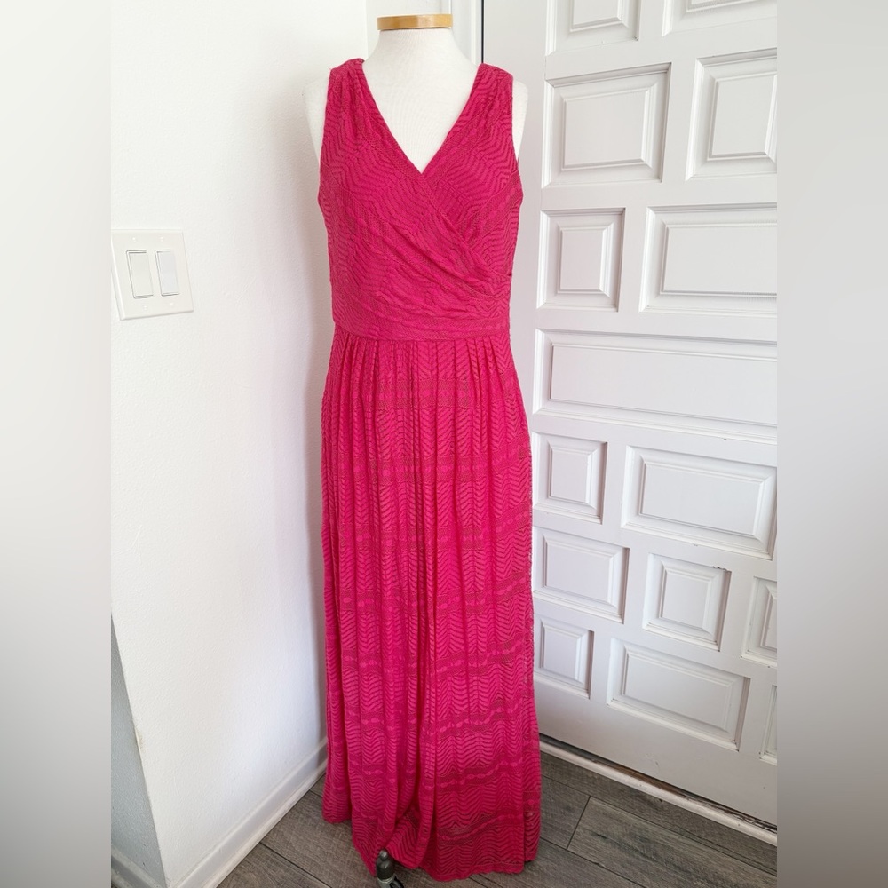 Coldwater Creek Pink Long Maxi Sundress Lace Overlay Sleeveless Size 12